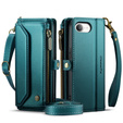 Tok CASEME iPhone16e, RFID Leather Wallet, vállpánttal, zöld