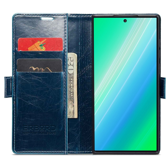 Pattintható tok a Samsung Galaxy S23 Ultra, ERBORD Waxy Wallet, kék