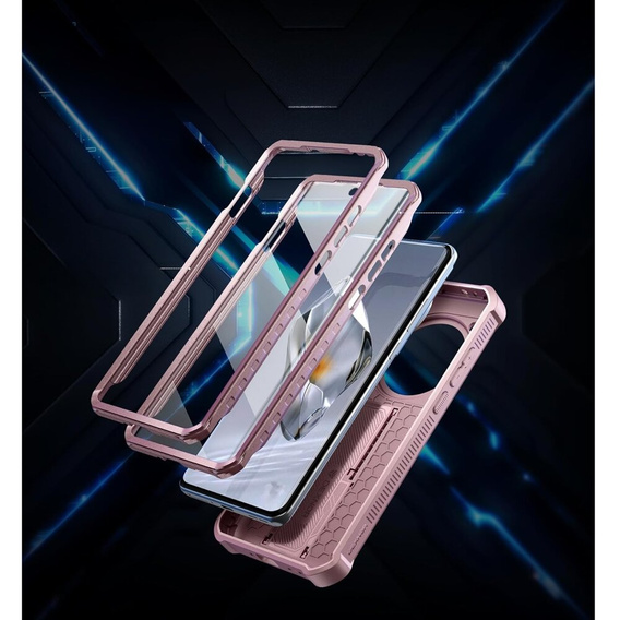 Páncélozott tok a OnePlus 12, Dexnor Full Body (Two Frames), rózsaszín