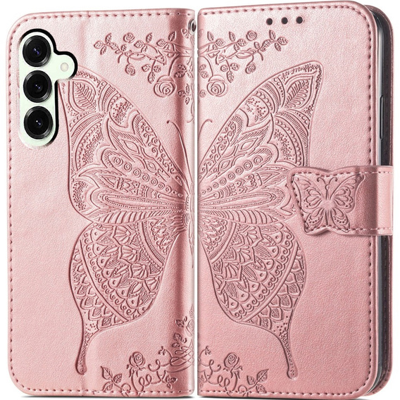 Pattintható tok a Samsung Galaxy S25 FE, Butterfly, rózsaszín rose gold