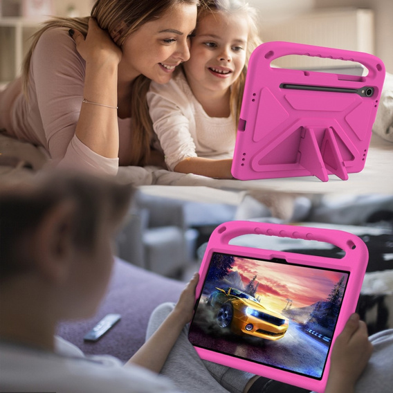 Gyermek tok Samsung Galaxy Tab S10 Lite / S10 FE / S9 FE, fogantyúval, rózsaszín
