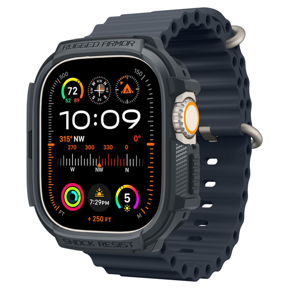 Spigen Rugged Armor Dark Gray tok Apple Watch Ultra 1 / 2 (49 mm) készülékhez