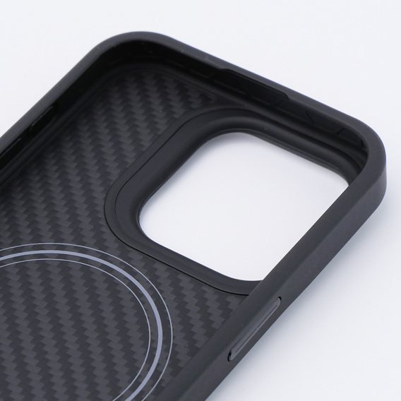 Tok iPhone 15 Pro, Aramid Fiber Cover, fekete