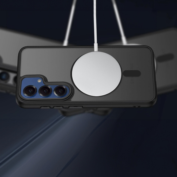 Tok Samsung Galaxy S25 / S24-hoz, MagSafe, ERBORD Matt Case, fekete + képernyőüveg