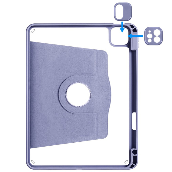Tok iPad Pro 11" 2022/2021/2020 (4/3/2 gen.), tolltartóval, 360°-os forgatható, lila
