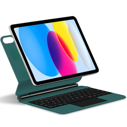 Billentyűzet tok iPad 10.9" 2022 (10 gen.) / iPad 11" 2025 A16 (11 gen.), Magnetic Keyboard Touchpad, zöld