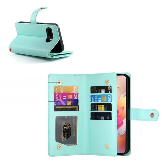 Pattintható tok a Samsung Galaxy A56 5G, Wallet Zipper Pocket, zöld