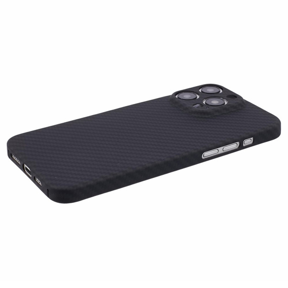 Tok iPhone 15 Pro Max, Aramid Fiber Cover, fekete