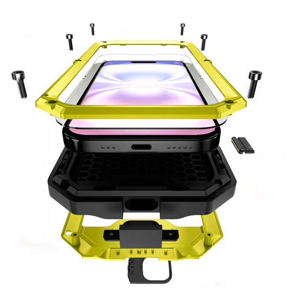 R-JUST páncélozott tok képernyővédővel és állvánnyal iPhone 17-hez