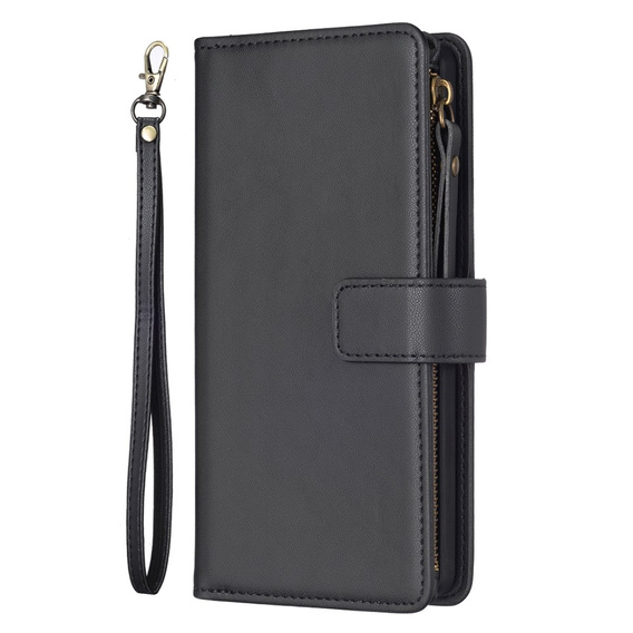 Pattintható tok a Samsung Galaxy A25 5G, Wallet Zipper Pocket, fekete