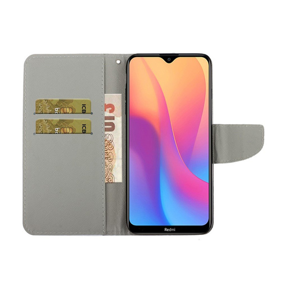 Pattintható tok a Xiaomi Redmi 9A, Wallet, Butterfly kék