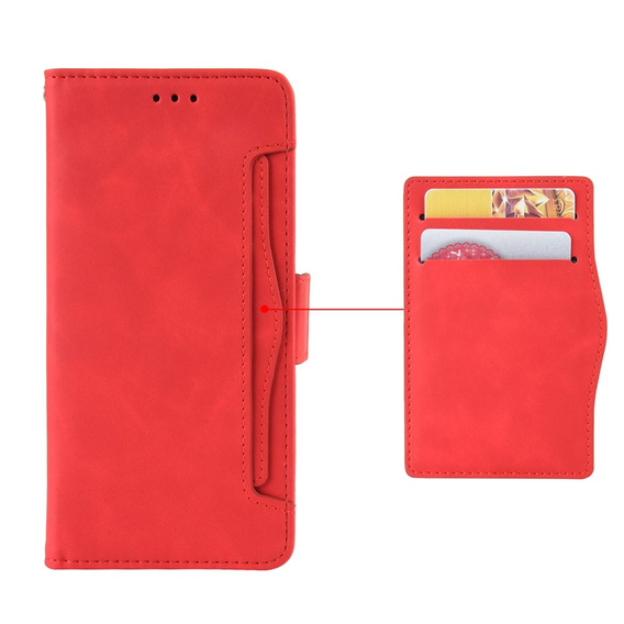 Flap tok Oppo Reno 14, kártya slot, pénztárca, piros