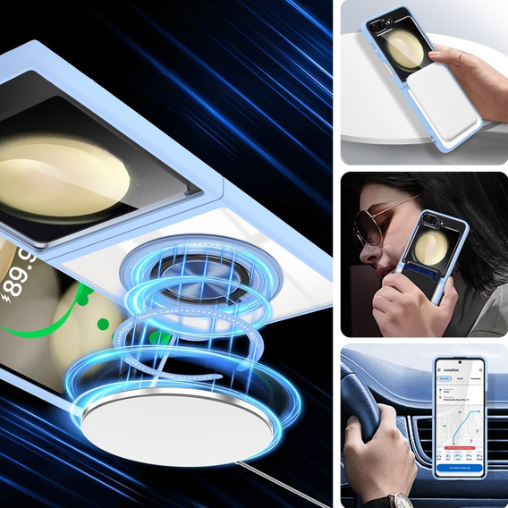 Tok Samsung Galaxy Z Flip7 FE / Z Flip6, Corners Dropproof, MagSafe-hoz, átlátszó / kék