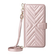 Tok patenttal a Honor 400 5G-hez, Crossbody Leather Wallet, rózsaszín