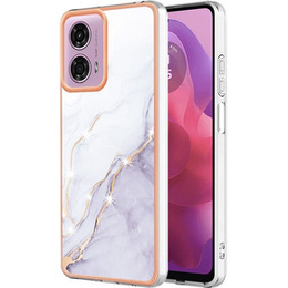 Védő tok Motorola Moto G24 / G24 Power / G04, Marble Slim Case, fehér