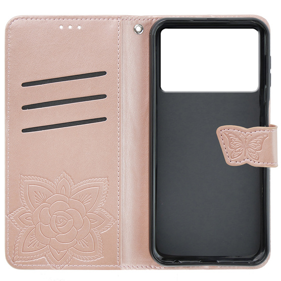 Pattintható tok a Xiaomi Poco X6 Pro 5G, Butterfly, lila