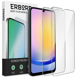 2x edzett üveg a Samsung Galaxy A25 5G, ERBORD 9H Hard Glass a képernyőn