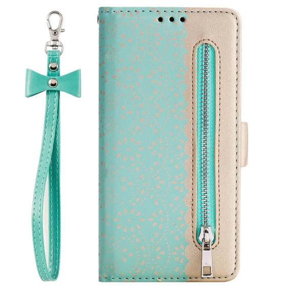 Flap tok Samsung Galaxy S20 FE/5G, Wallet Pocket Zipper Lace, zöld