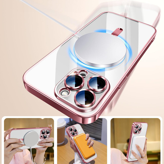 Tok iPhone 16 Pro-hoz, Electro MagSafe, rózsaszín + üveg a képernyőhöz