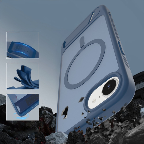 Tok iPhone 16E, Kickstand Matt Case, MagSafe, kék