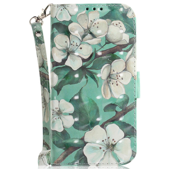 Pattintható tok a Motorola Edge 50 Pro 5G, Wallet, Flowers fehér