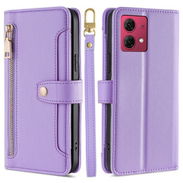 Pattintható tok a Motorola Moto G84 5G, Wallet Zipper Pocket, lila