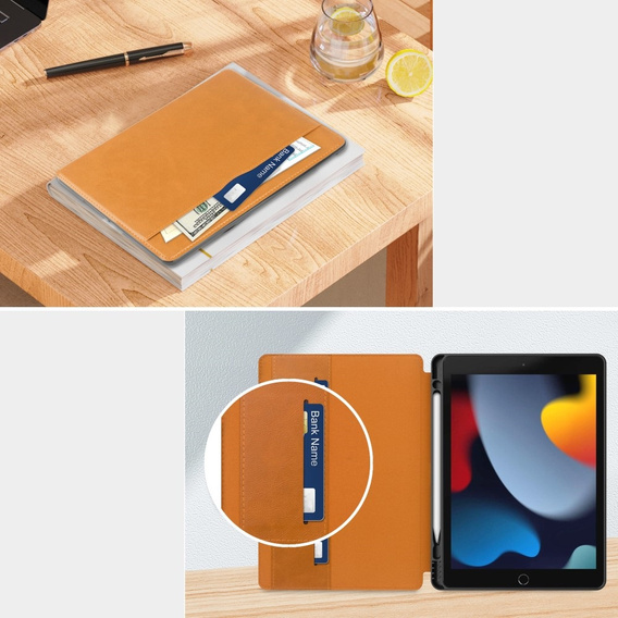Tok iPad 10.2 2021 / 2020 / 2019, Business Card and Pen Slotl, barna
