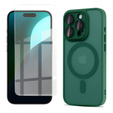Tok iPhone 16 Pro-hoz, MagSafe, ERBORD Matt Case, zöld + képernyőüveg