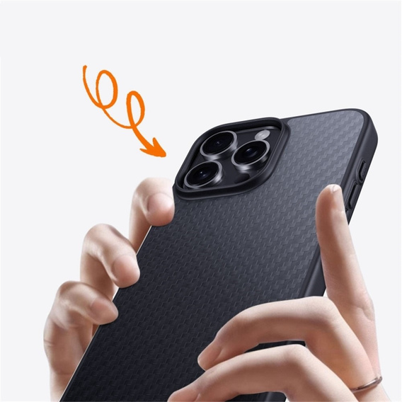 Tok iPhone 16 Pro Max, Aramid Fiber Cover, fekete