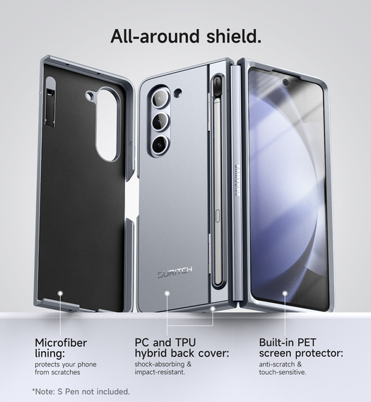 Suritch teljes testű tok állvánnyal és tolltartóval Samsung Galaxy Z Fold5 készülékhez