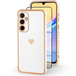 tok Samsung Galaxy A15 4G / 5G, Electro heart, fehér + Full Glue Kerámiaüveg