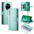 Pattintható tok a Realme 14 Pro 5G, Wallet Zipper Pocket, menta