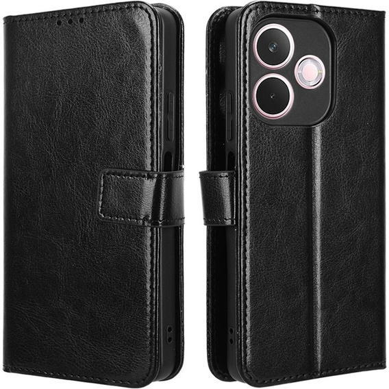 Pattintható tok a Oppo A5 Pro 5G, Crazy Horse Wallet, fekete