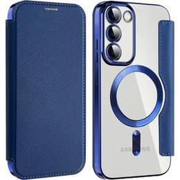 Pattintható tok a Samsung Galaxy S23, Wallet, MagSafe, sötétkék