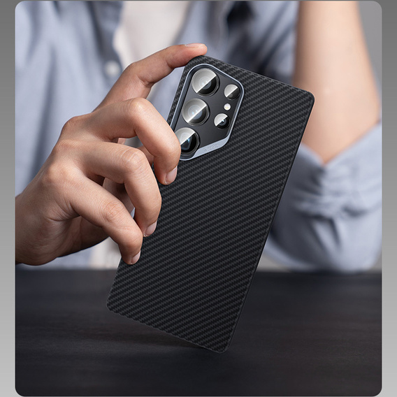 BENKS Kevlar tok Samsung Galaxy S25, MagSafe, Carbon Fiber, fekete
