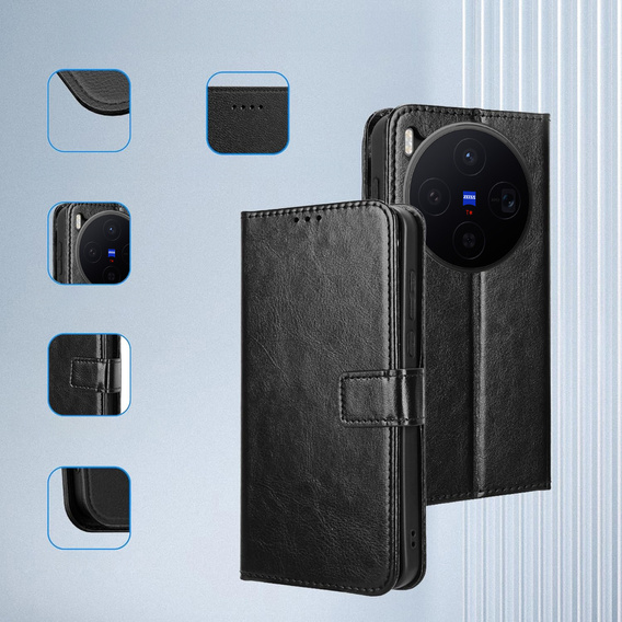 Crazy Horse Wallet flip tok a Vivo X300-hoz