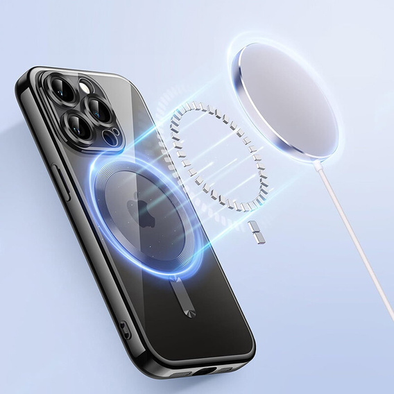 Tok iPhone 15 Pro Max-hoz, Electro MagSafe, fekete + üveg a képernyőhöz