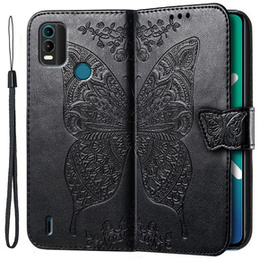 Pattintható tok a Nokia C21 Plus, Butterfly, fekete