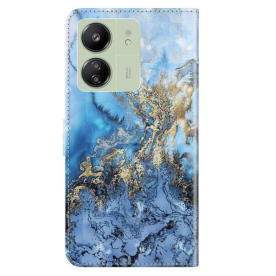Pattintható tok a Xiaomi Redmi 13C / Poco C65, Wallet, Marble kék
