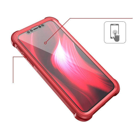 Telefontok a iPhone 11, Dexnor Full Body Rugged, átlátszó / piros