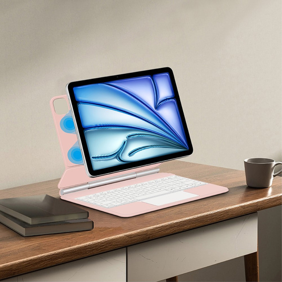 Billentyűzet tok iPad Air 11" 2024, Magnetic Keyboard Touchpad, rózsaszín
