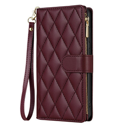Flap tok Samsung Galaxy A56 5G, Rhombus Crossbody Leather, bordó