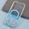 Tok Samsung Galaxy S24, Glittery, MagSafe-hoz, kék