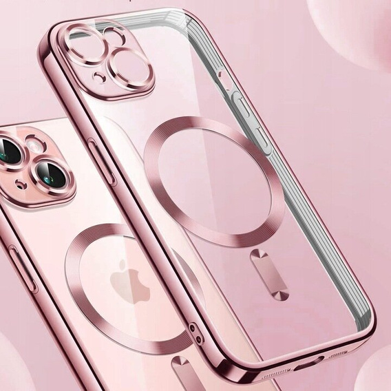 Tok iPhone 15-hoz, Electro MagSafe, rózsaszín + üveg a képernyőhöz