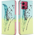 Pattintható tok a Motorola Moto G84 5G, Wallet, feather, kék