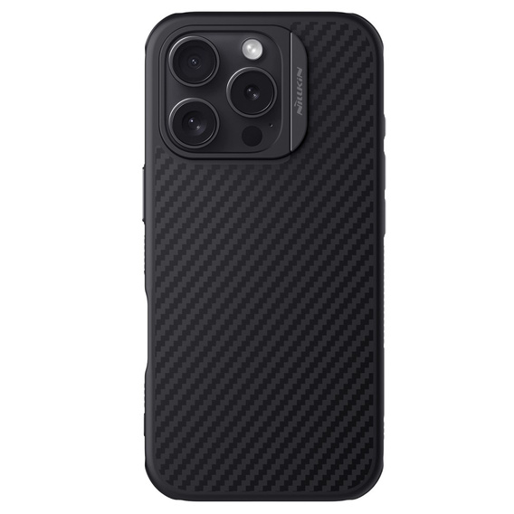 Tok iPhone 16 Pro, páncélozott Nillkin, Carbon Fiber, Magsafe, fekete