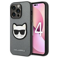 Karl Lagerfeld Telefontok a iPhone 14 Pro, Saffiano Choupette Head Patch, ezüst