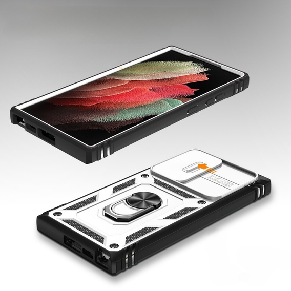 Telefontok a Samsung Galaxy S23 Ultra, CamShield Slide, Fehér /fekete