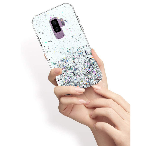 Telefontok a Samsung Galaxy S9+ Plus, Glittery, átlátszó