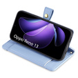 Pattintható tok a Oppo Reno 13, Wallet Zipper Pocket, kék